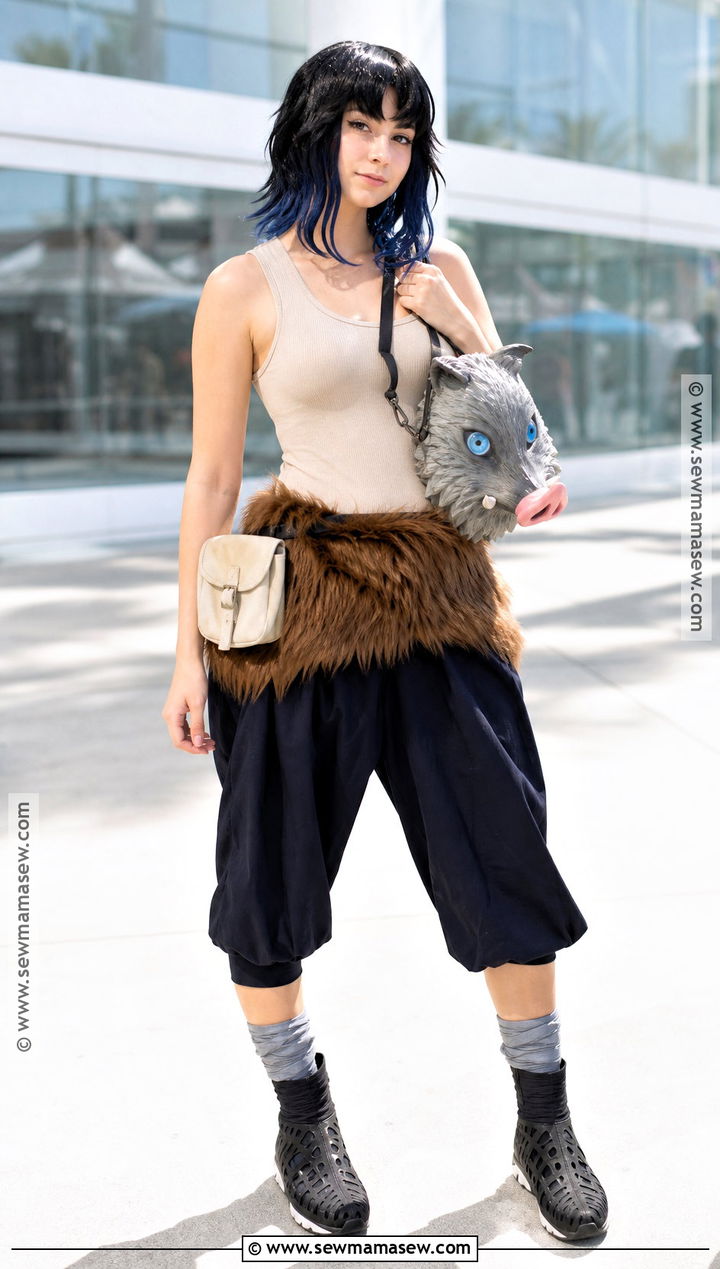 Summer Inosuke Cosplay With Sleeveless Top - 30 Inosuke Cosplay Ideas for Females