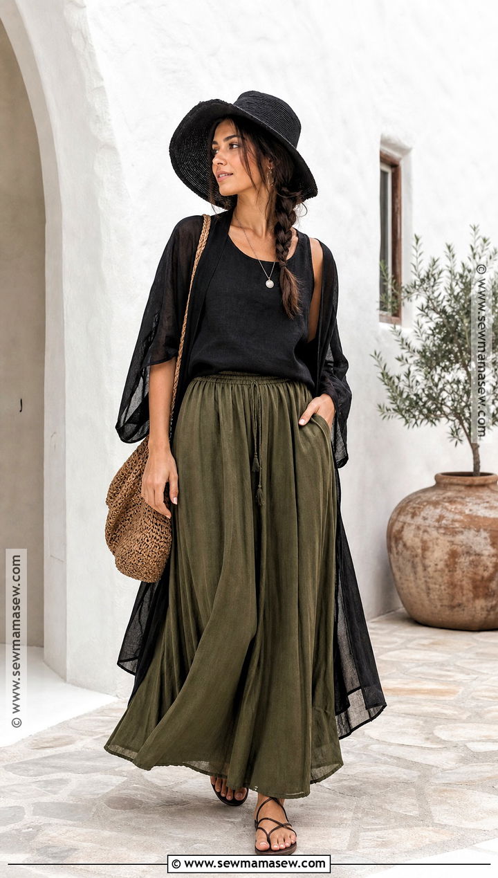 Summer Witch Outfit With Linen Skirt - 35 witches outfit ideas