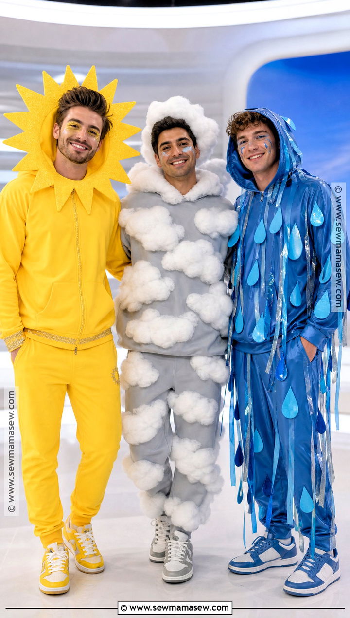 Sun Cloud And Rain Weather Trio Costume - 30 Trio Halloween Costumes for Men