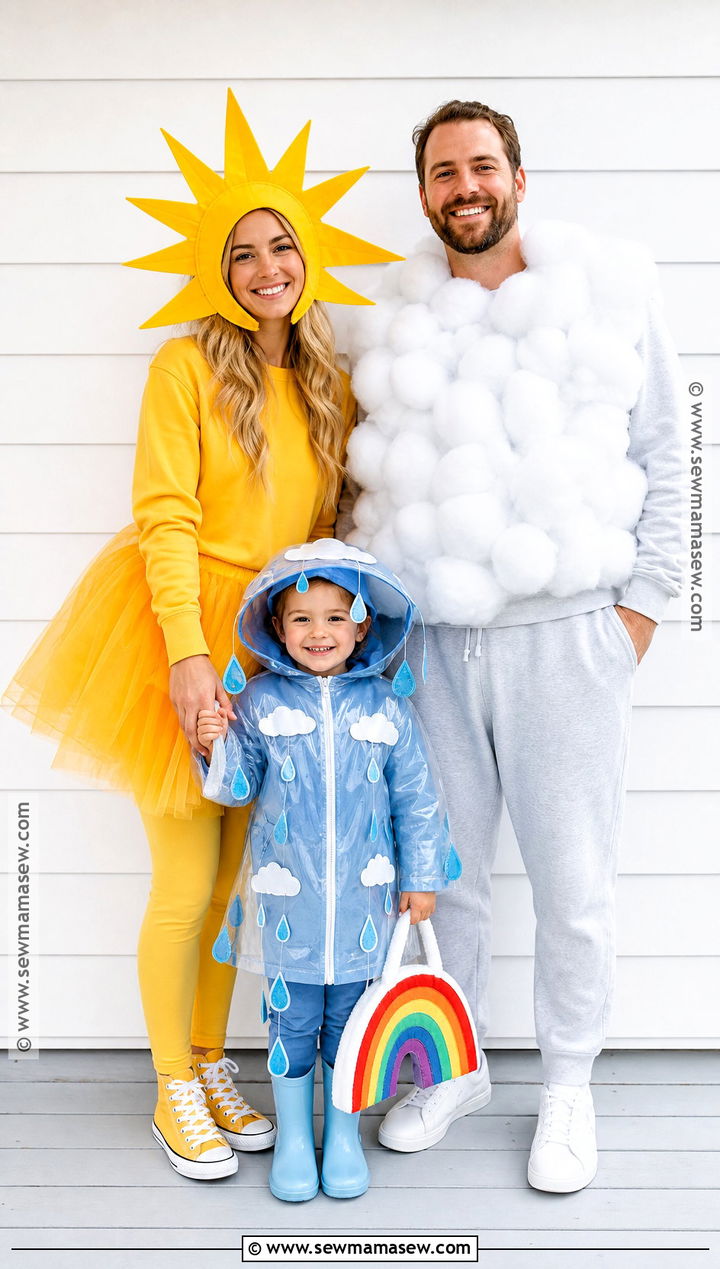 Sun Rain Cloud Family Costume - 35 Family Of Three Halloween Costumes