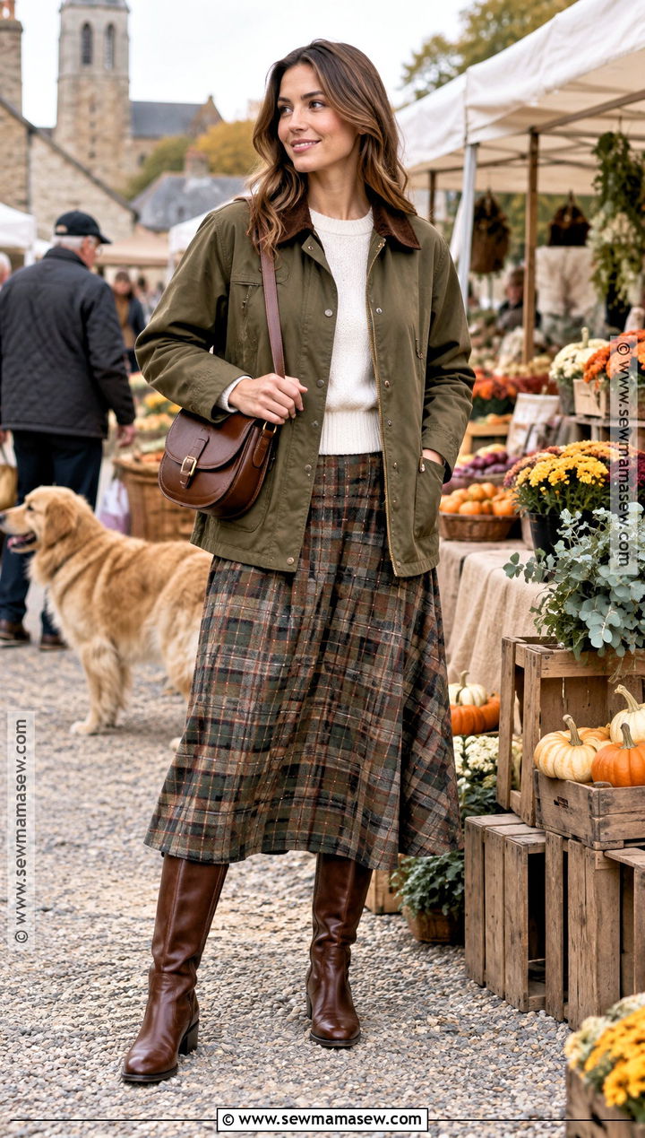Sunday Fall Outfit With Barn Jacket And Midi Skirt - 20 sunday fall outfits