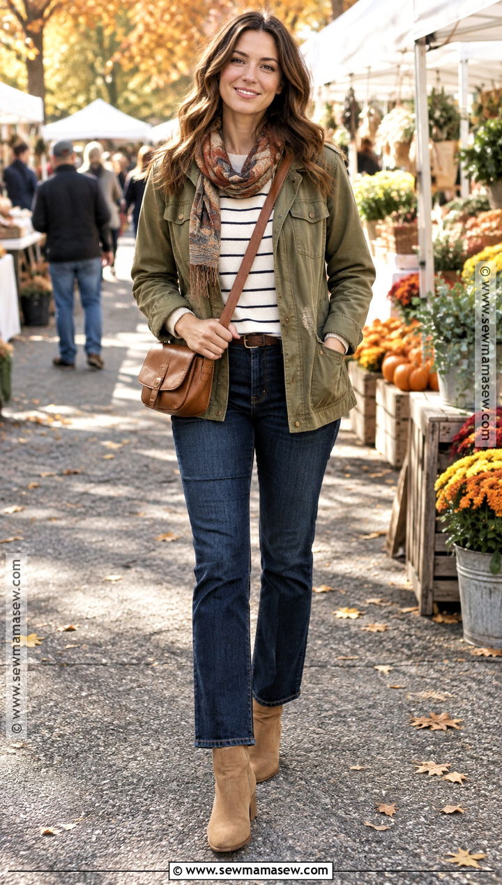 Sunday Fall Outfit With Utility Jacket And Dark Jeans - 20 sunday fall outfits