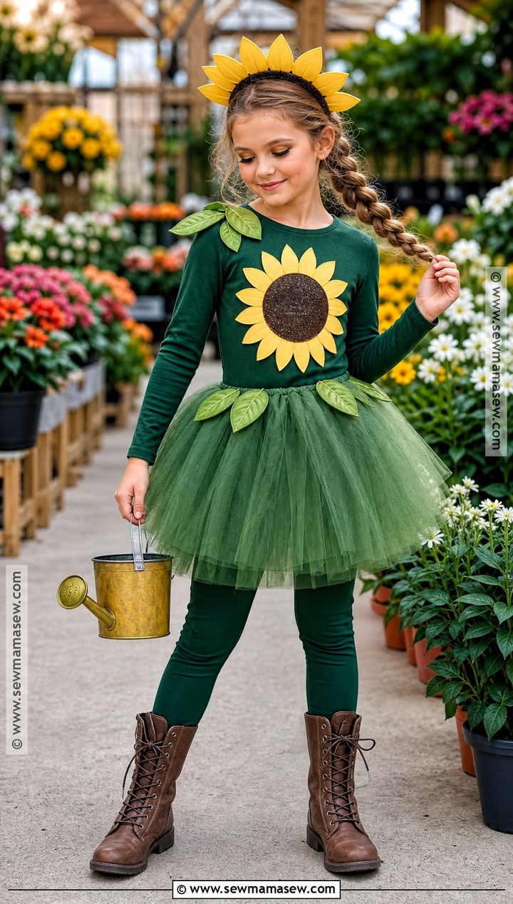 Sunflower Costume With Green Tutu - 30 costume ideas for girls
