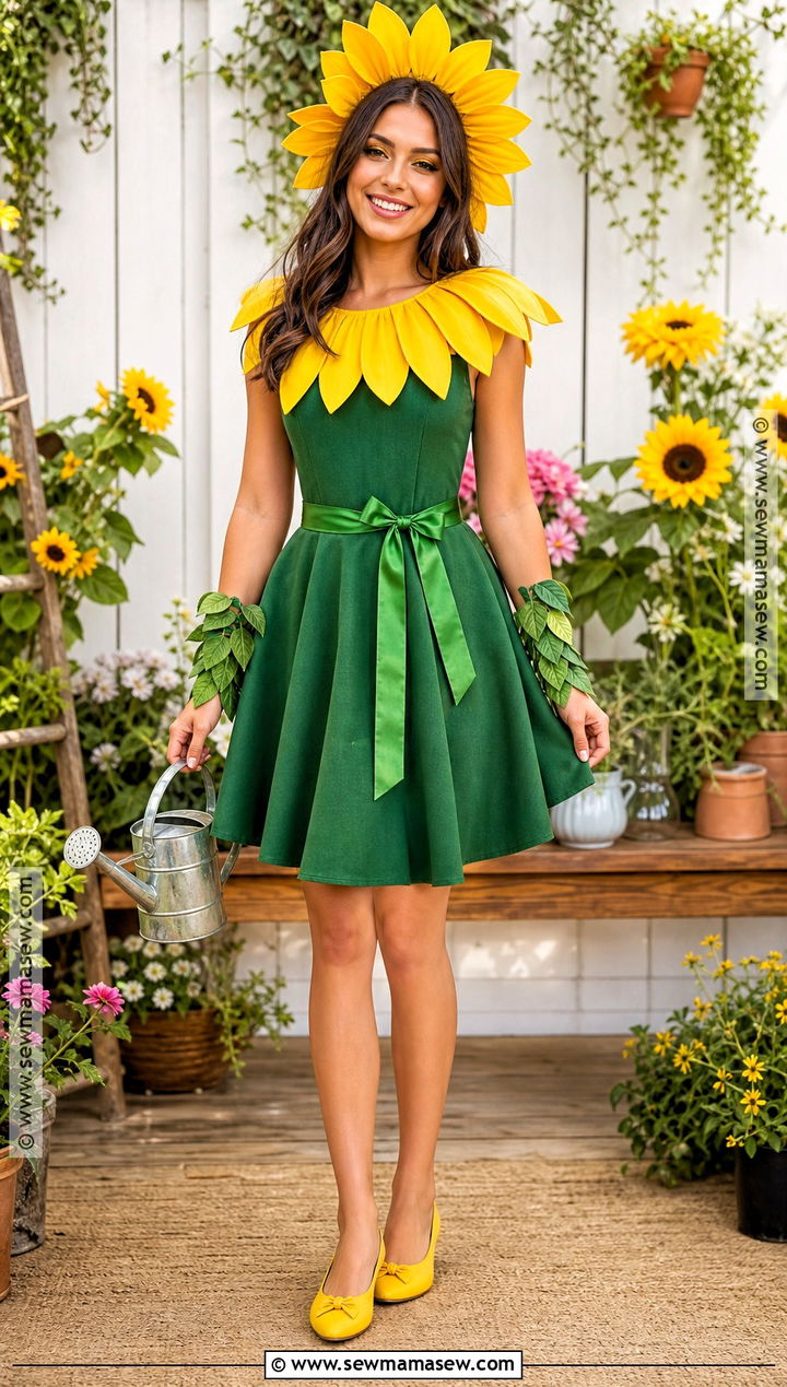 Sunflower Costume With Petal Headpiece - 30 Nature Costume Ideas