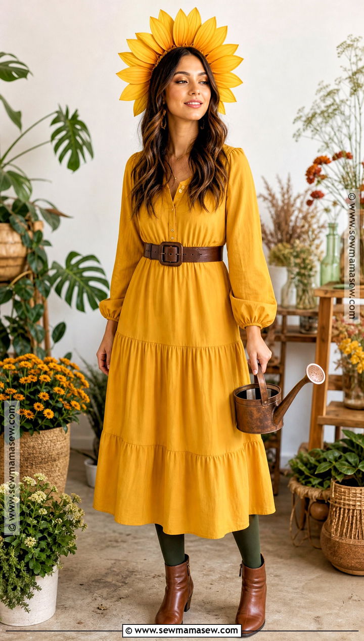 Sunflower Costume With Yellow Dress - 45 women halloween costume ideas
