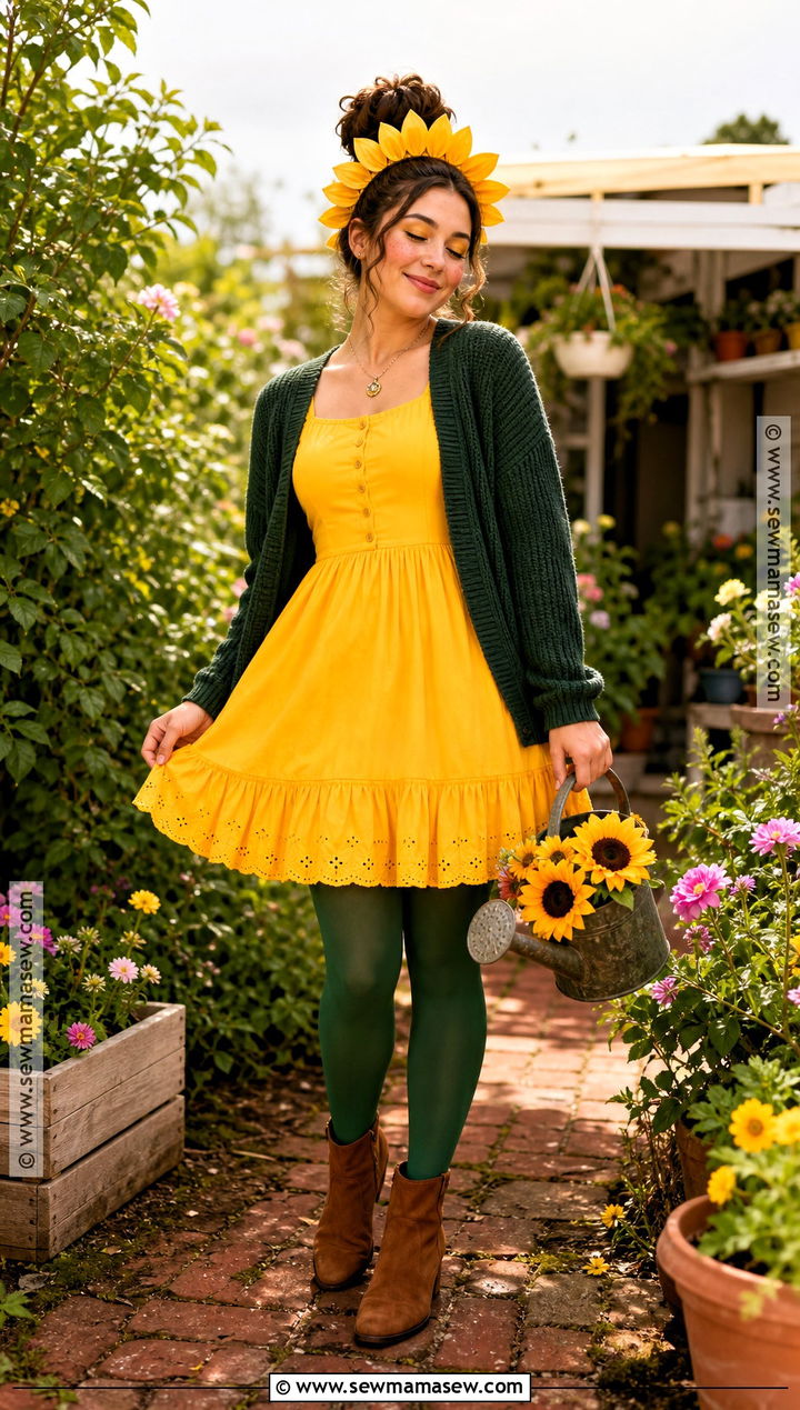 Sunflower Costume With Yellow Dress - 40 good halloween costumes