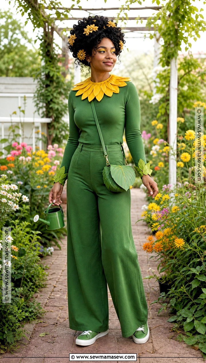 Sunflower Costume With Yellow Petal Collar - 35 curly hair halloween costume ideas
