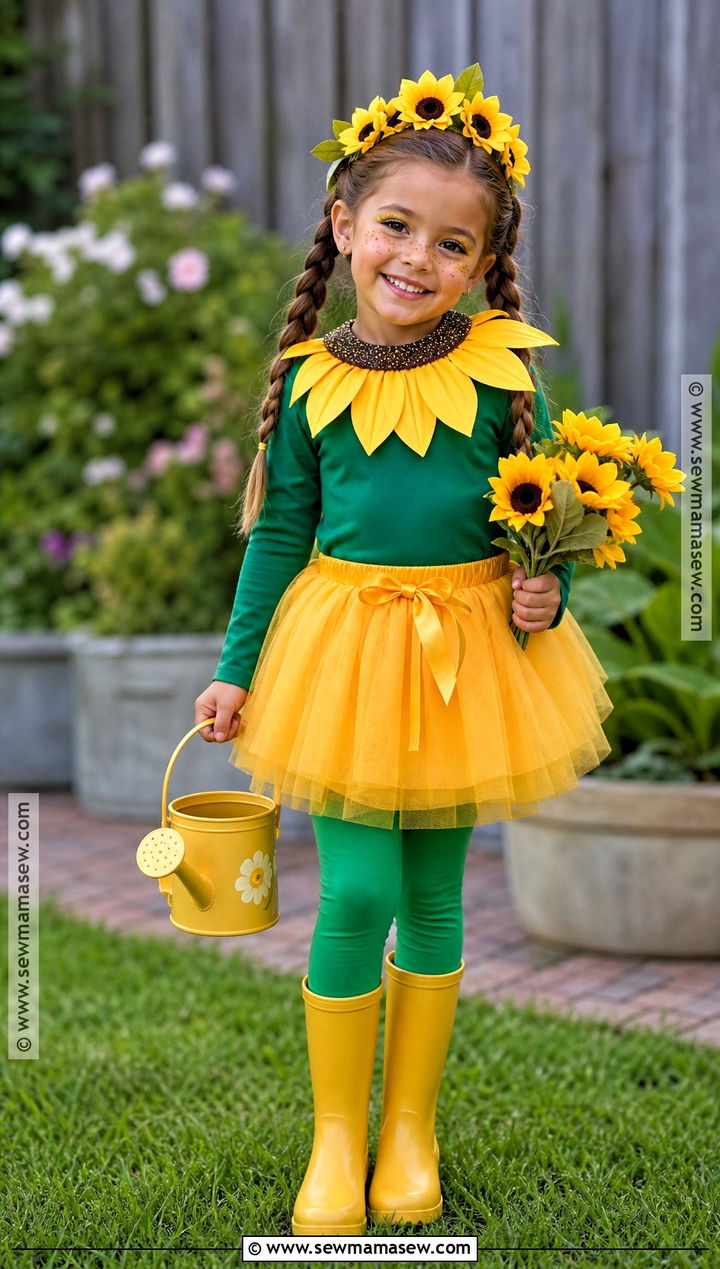 Sunflower Costume With Yellow Petal Collar - 30 Cute Girl Halloween Costumes