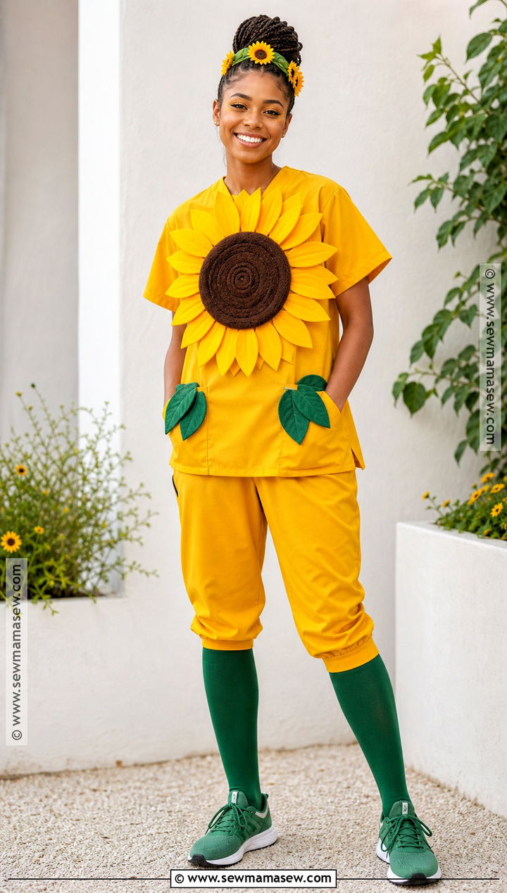 Sunflower Costume With Yellow Scrubs - 30 scrubs halloween costume ideas