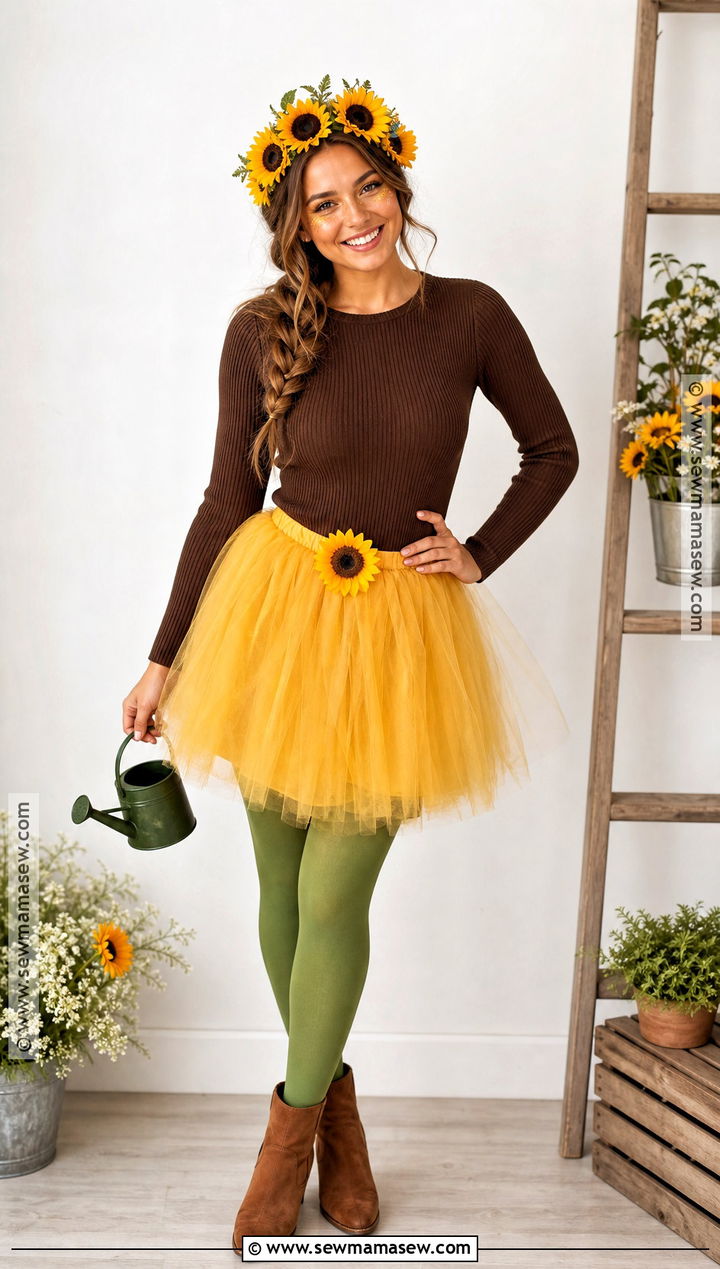 Sunflower Costume With Yellow Skirt - 30 Cute And Easy Halloween Costumes