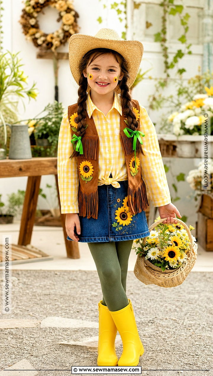Sunflower Cowgirl Costume - 30 cowgirl costume ideas for kids