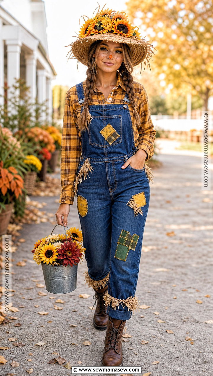 Sunflower Scarecrow Outfit With Yellow Accents - 30 scarecrow outfit ideas