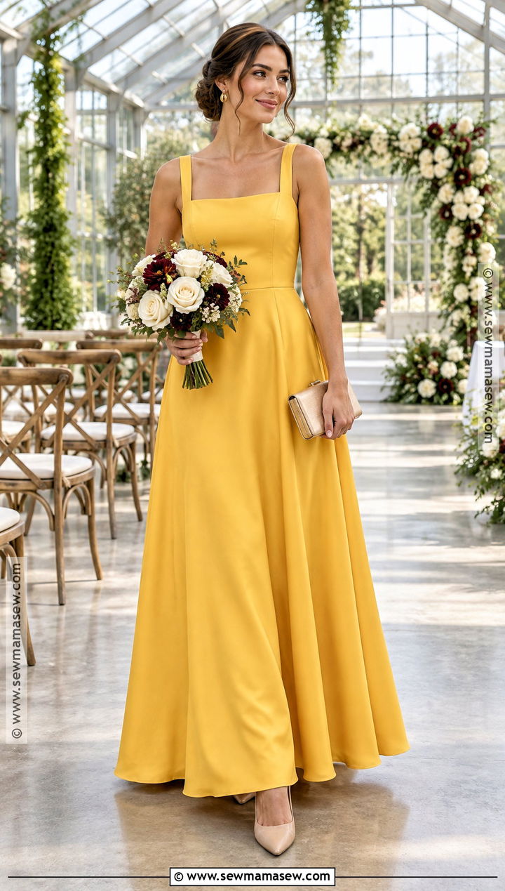 Sunflower Yellow Square Neck Bridesmaid Dress - 15 Yellow Fall Bridesmaid Dresses