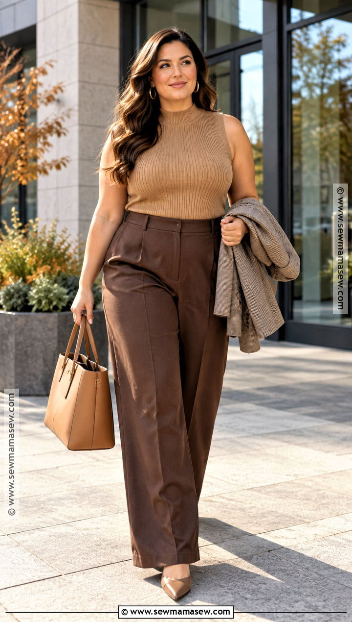 Sunny Autumn Sleeveless Knit And Wide Leg Pants Outfit - 25 sunny autumn outfit ideas
