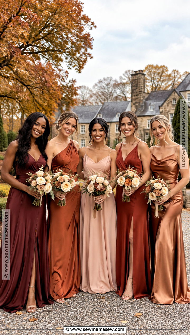Sunset Tone Mismatched Bridesmaid Dresses - 20 fall mismatched bridesmaid dresses