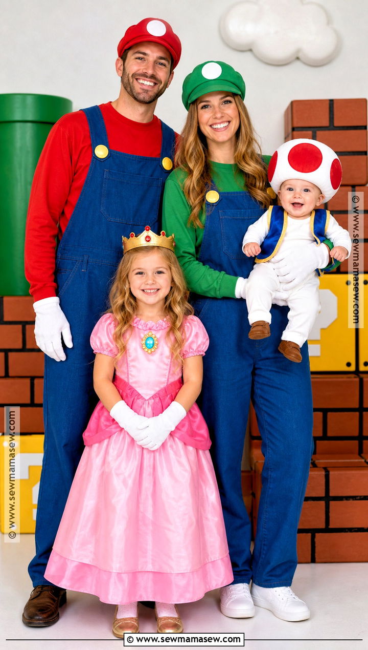 Super Mario Family Costume With Toad Baby - 30 Family Of 4 Halloween Costumes With for Babies