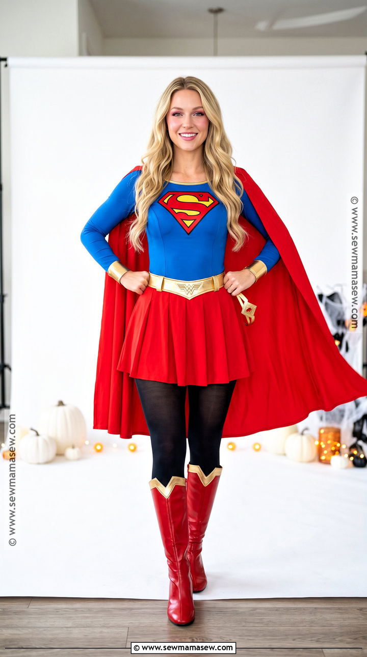 Supergirl Costume With Blue Skirt - 30 Superhero Halloween Costumes for Women