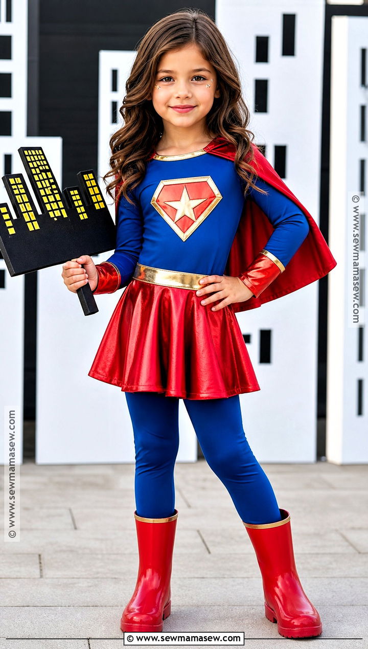 Supergirl Costume With Red Cape - 40 girls halloween costumes