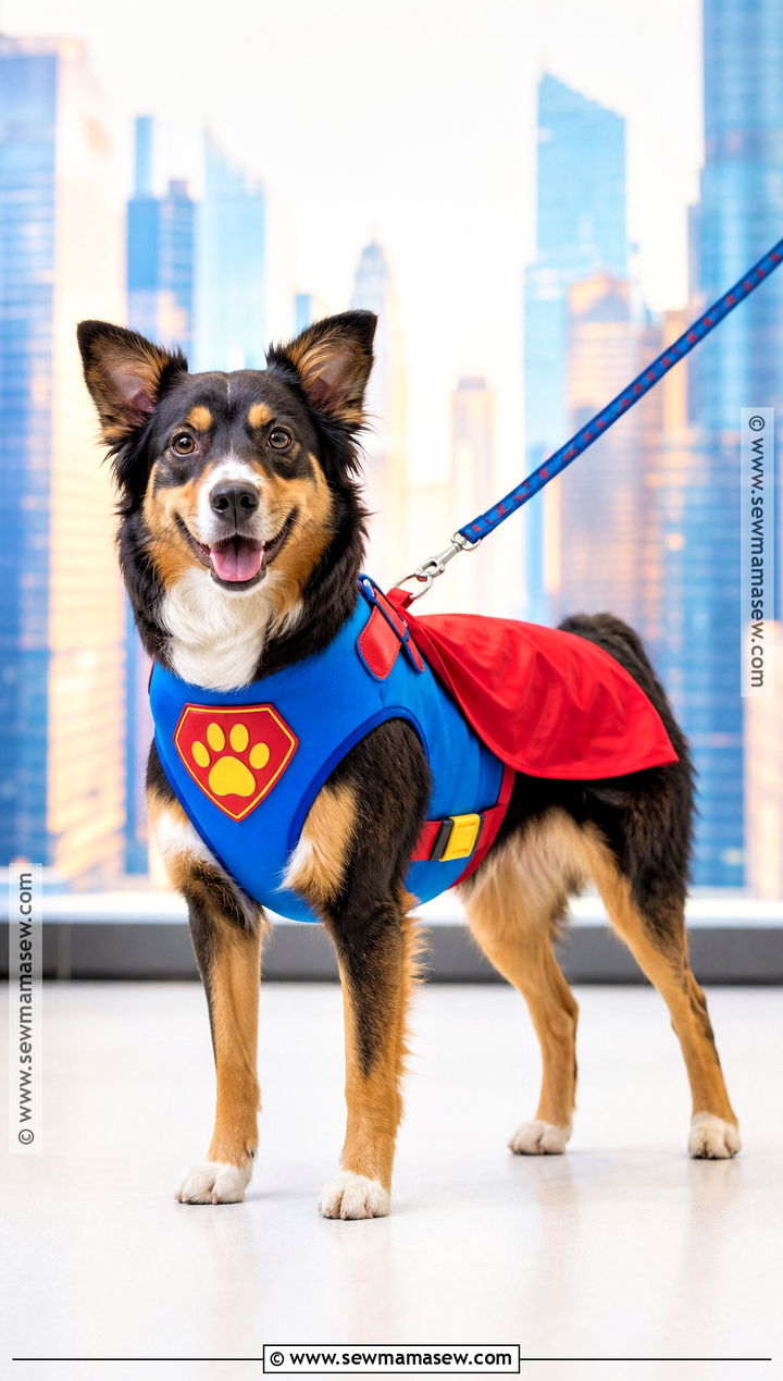 Superhero Dog Costume With Blue Cape - 35 dog costume ideas