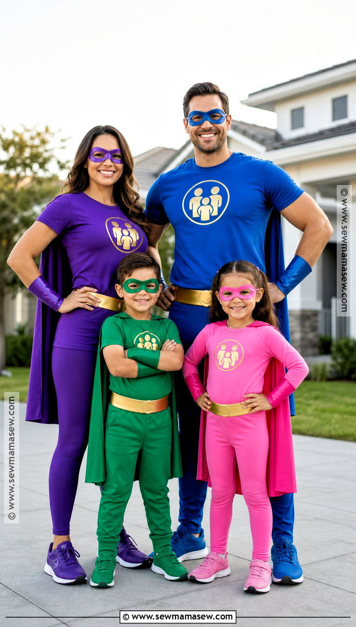 Superhero Family Costume With Color Coded Suits - 30 superhero costume ideas