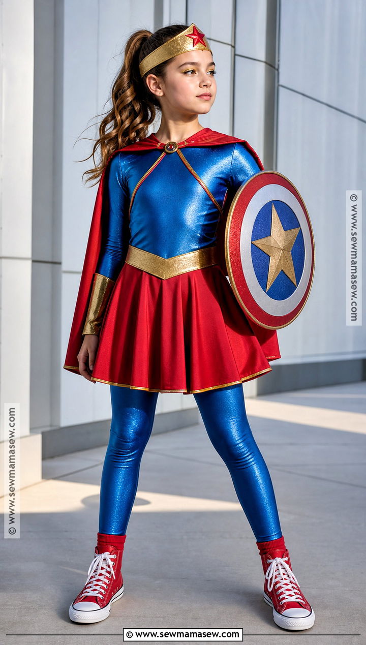 Superhero Girl Costume With Red Cape - 35 Girl Costume Ideas