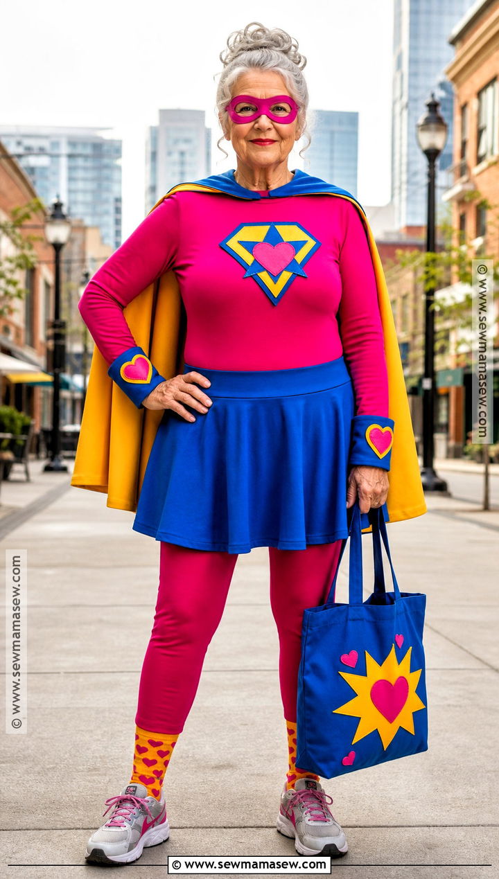 Superhero Grandma Costume With Cape - 40 grandma costume ideas
