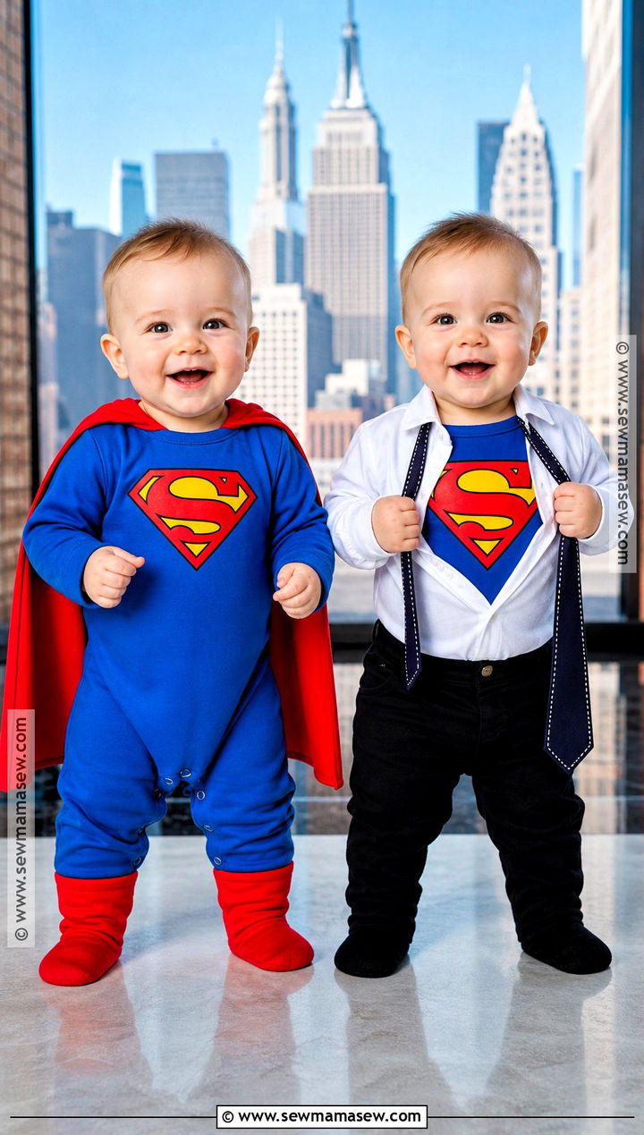 Superman And Clark Kent Twin Baby Costume - 30 twin halloween costumes for babies