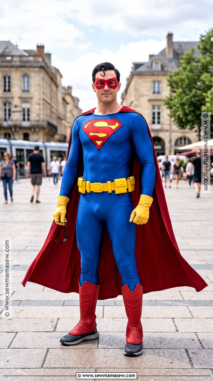 Superman Cosplay With Blue Suit And Red Cape - 30 Men Cosplay Ideas