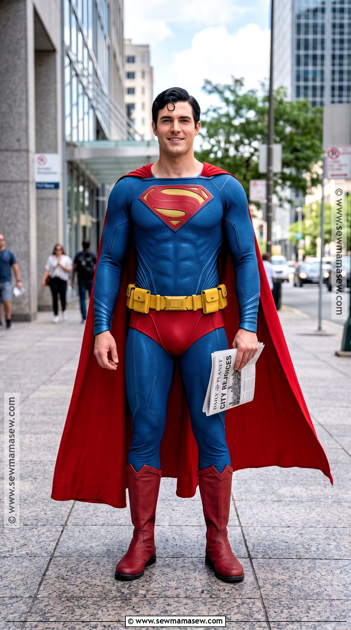 Superman Costume With Blue Suit And Red Cape - 30 super hero costume ideas