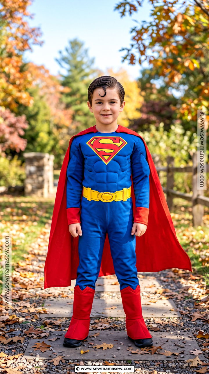 Superman Costume With Blue Suit And Red Cape - 40 boys halloween costumes