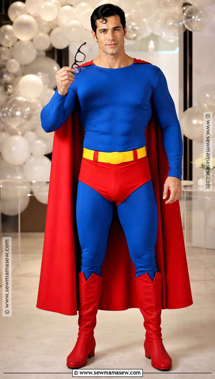 Superman Costume With Blue Suit And Red Cape - 30 costumes for guys