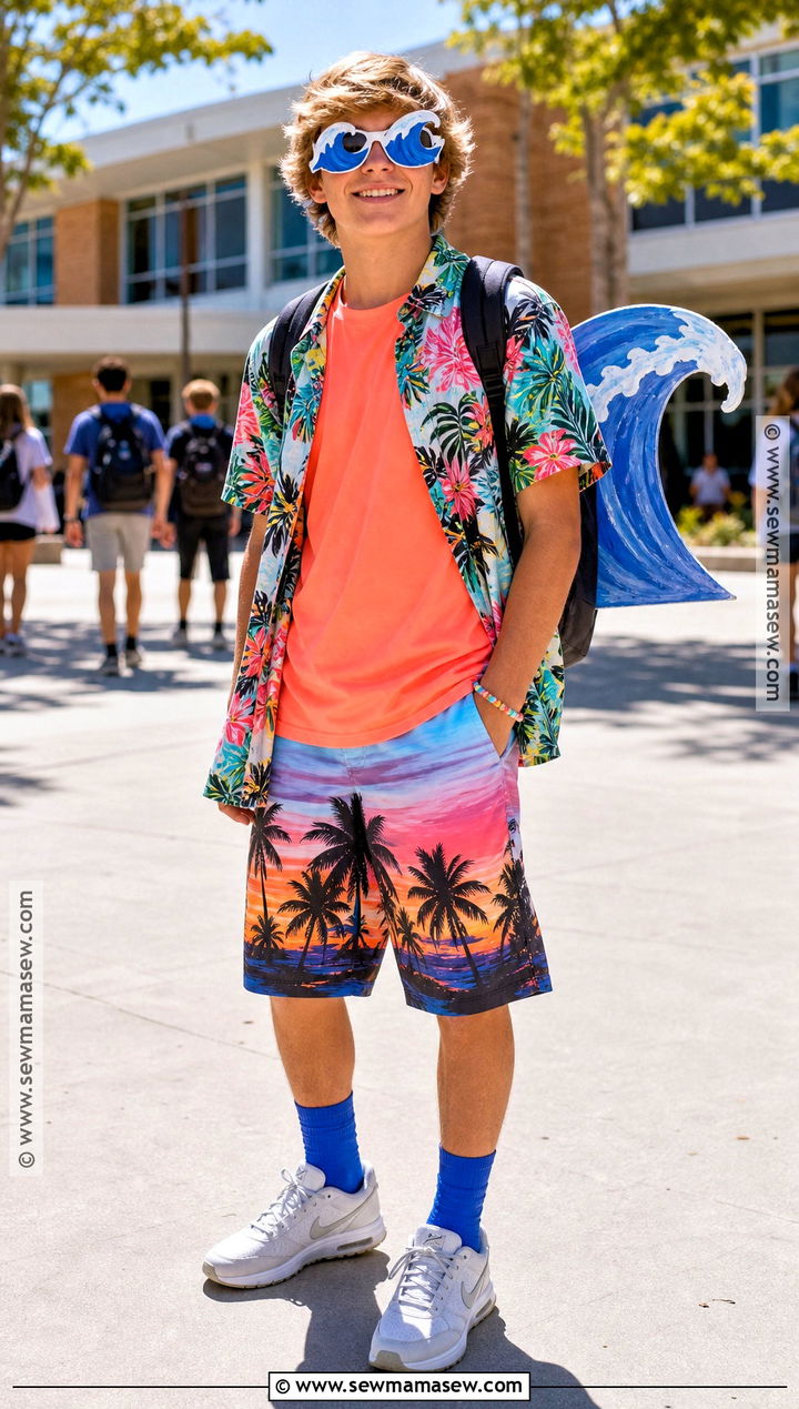 Surfer Inspired Hawaiian School Outfit - 30 hawaiian dress up day school ideas