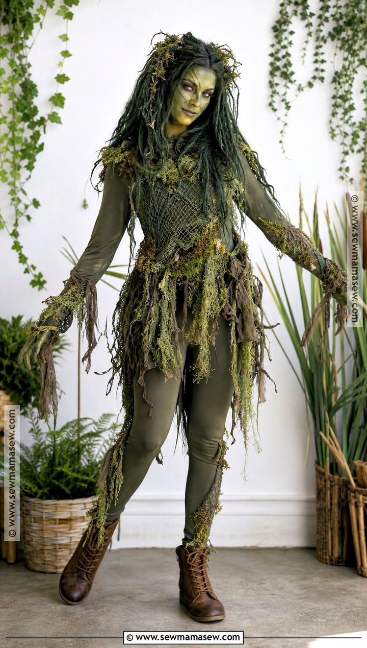 Swamp Creature Costume With Mossy Green Layers - 50 scary halloween costume ideas