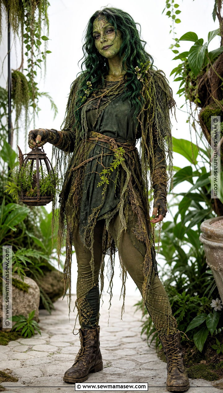 Swamp Creature Costume With Mossy Green Layers - 35 spooky halloween costumes