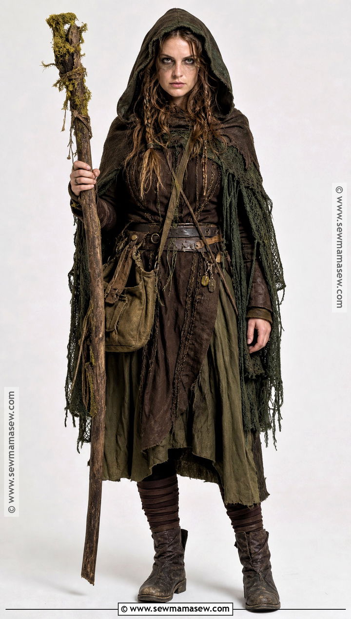 Swamp Viking Witch Costume With Mossy Layers - 30 viking witch costume ideas