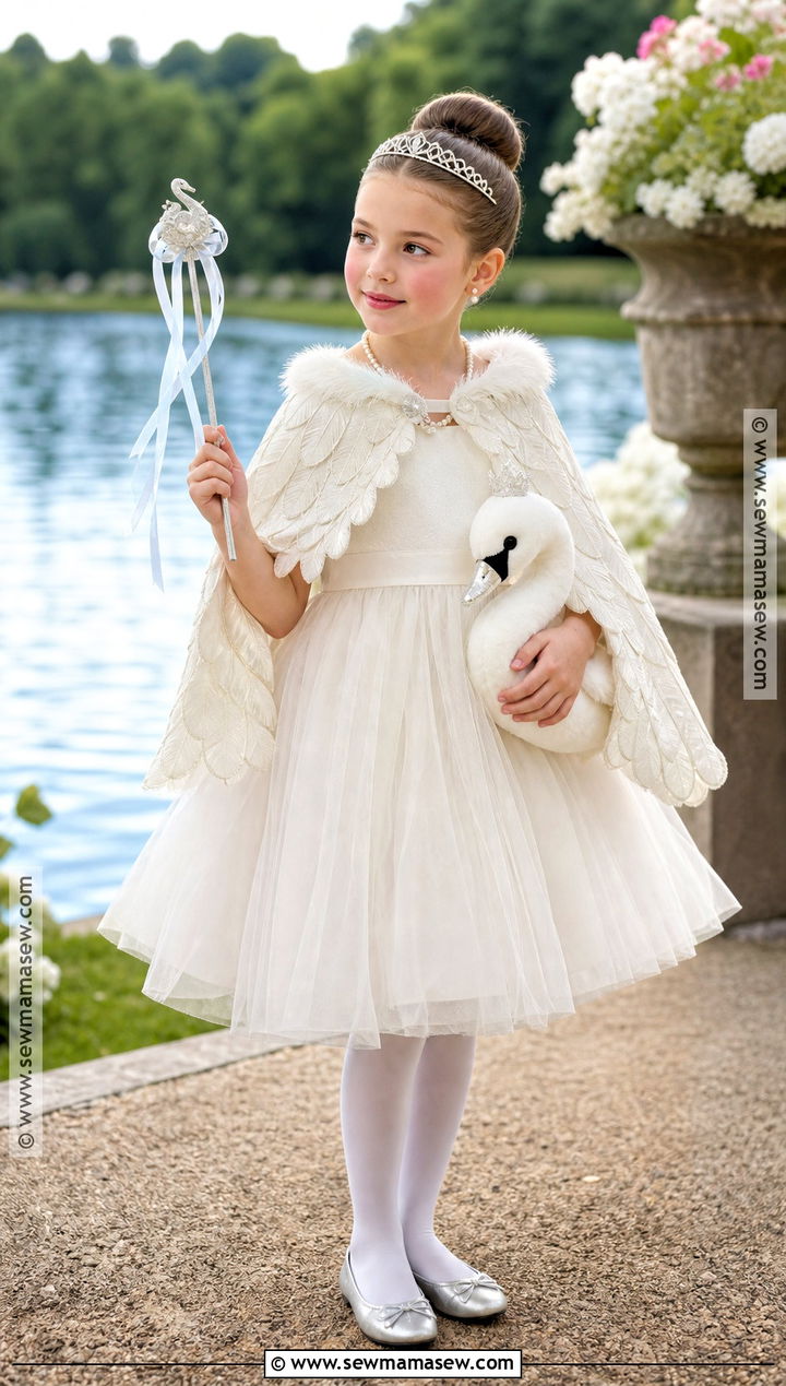 Swan Princess Costume With White Feather Cape - 30 princess dress up ideas