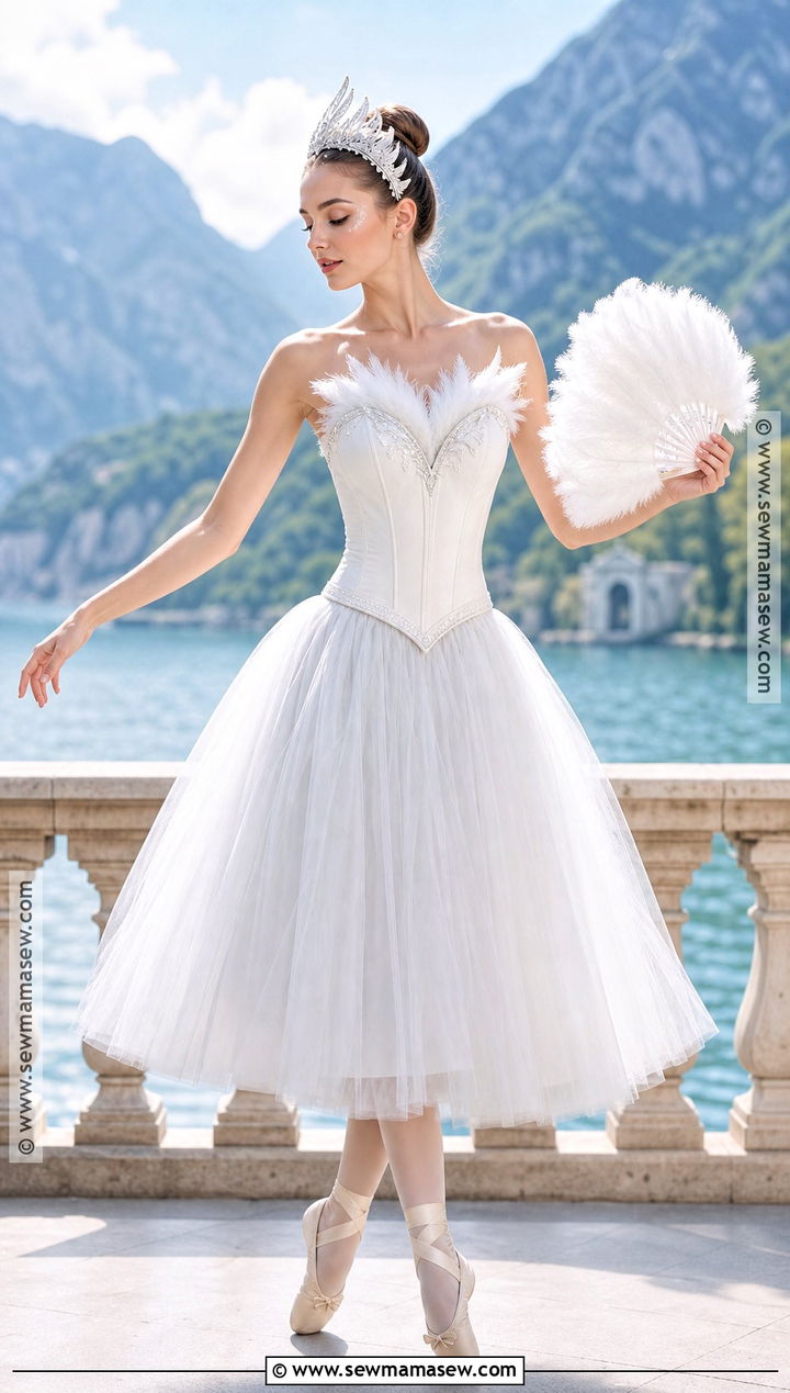 Swan Princess Costume With White Feather Details - 35 pretty halloween costumes