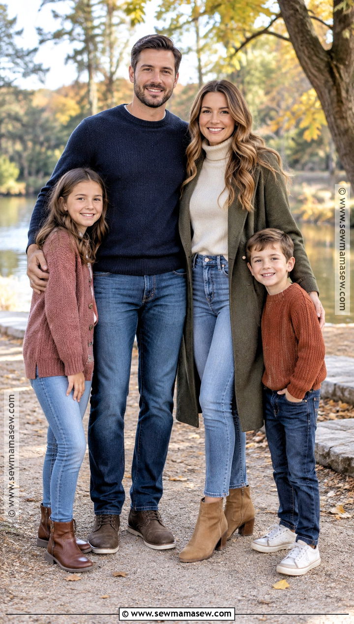 Sweater And Jeans Family Fall Photoshoot Outfit - 25 family fall photoshoot outfits