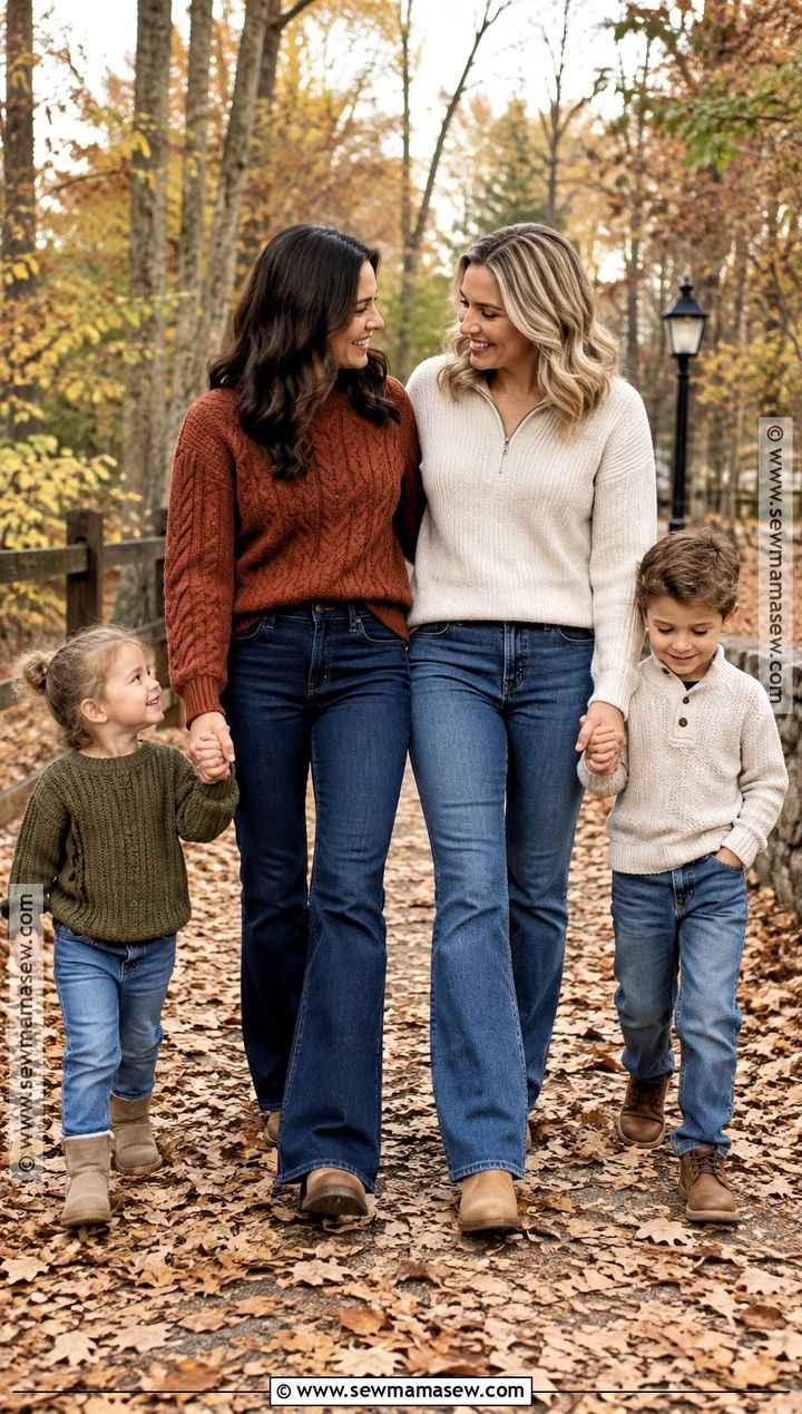 Sweater And Jeans Lesbian Fall Family Picture Outfit - 15 lesbian fall family pictures outfits