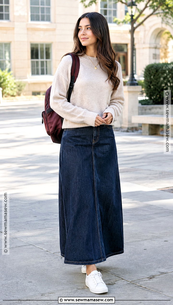 Sweater And Maxi Skirt Back To School Outfit - 15 back to school outfits shuffle