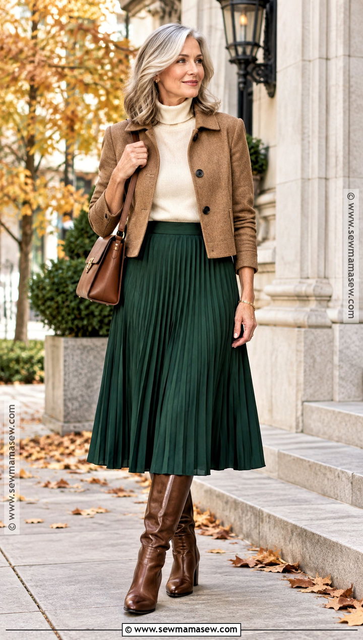 Sweater And Midi Skirt Fall Outfit - 15 50S Fall Fashion Ideas