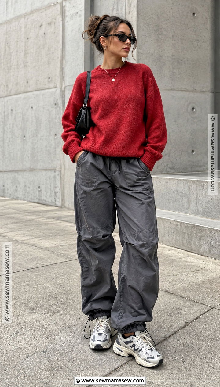 Sweater And Parachute Pants Fall Streetwear Outfit - 15 Fall Streetwear Outfit Ideas