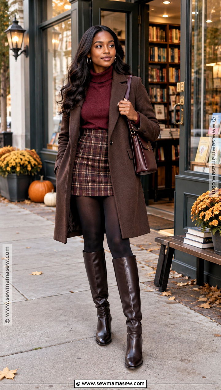 Sweater And Plaid Mini Skirt Fall Date Night Outfit - 25 fall date night outfit ideas for black women