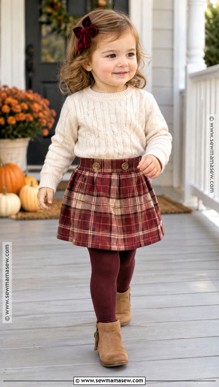 Sweater And Plaid Skirt Toddler Thanksgiving Outfit - 25 toddler thanksgiving outfit ideas for girls