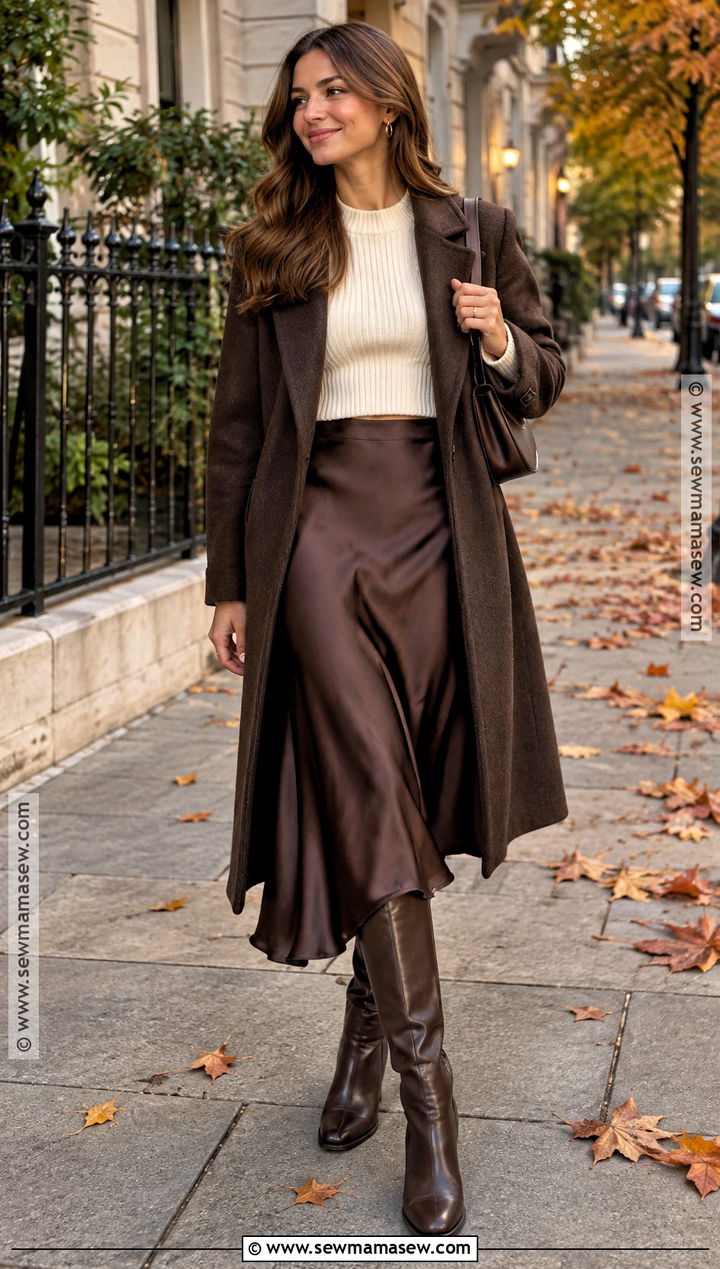 Sweater And Slip Skirt Autumn Date Night Outfit - 25 autumn date night outfit ideas