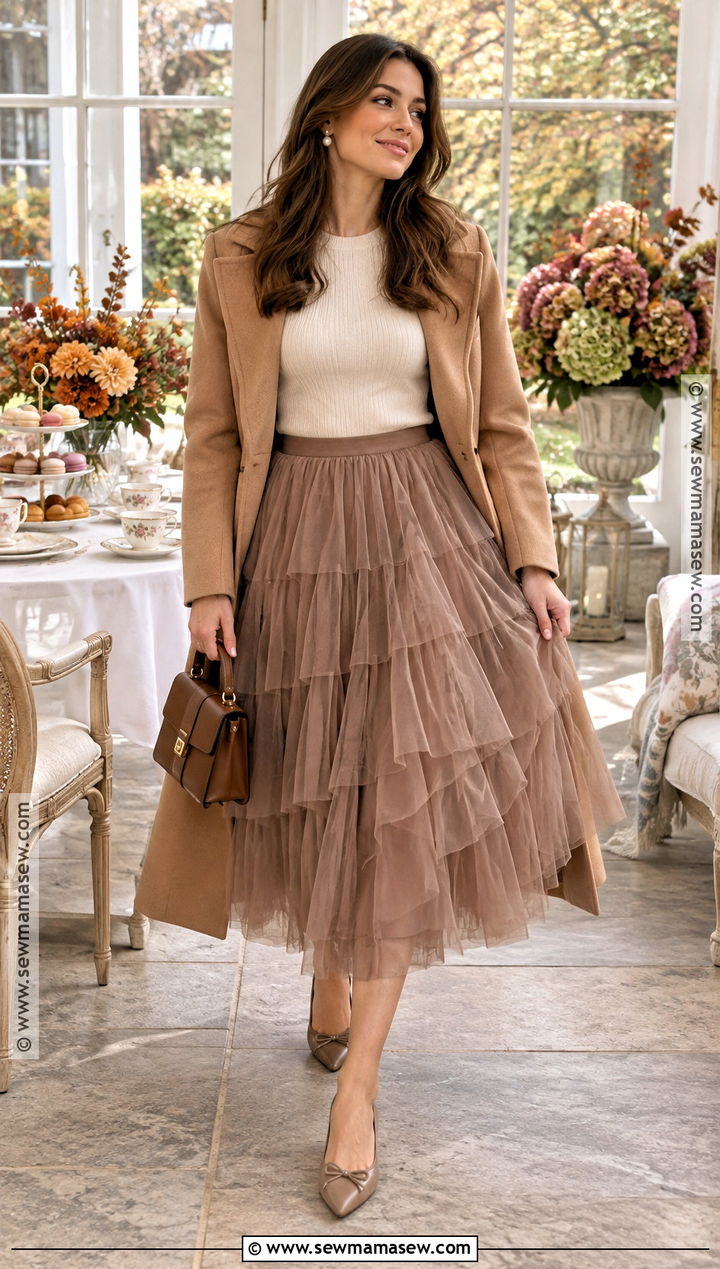 Sweater And Tulle Skirt Fall Tea Party Outfit - 25 fall tea party outfit ideas