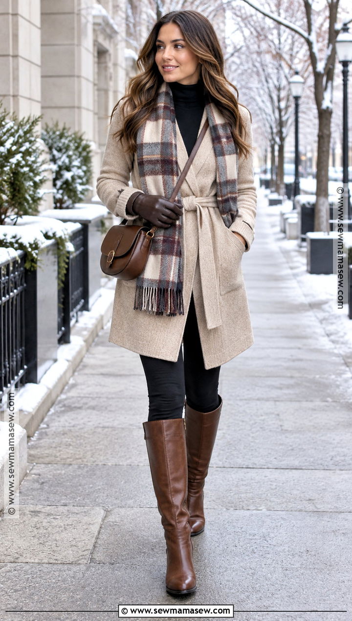 Sweater Coat and Leggings Outfit - 25 winter autumn outfits