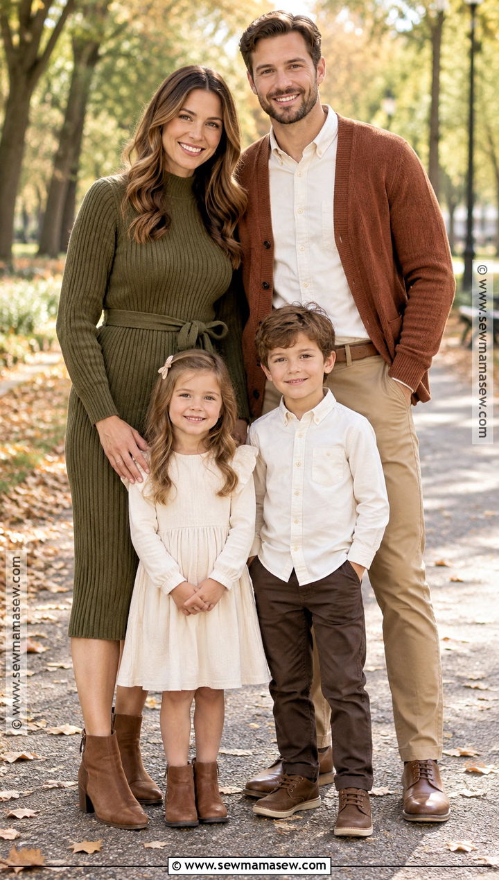 Sweater Dress And Chinos October Family Photo Outfits - 25 october family photos outfits