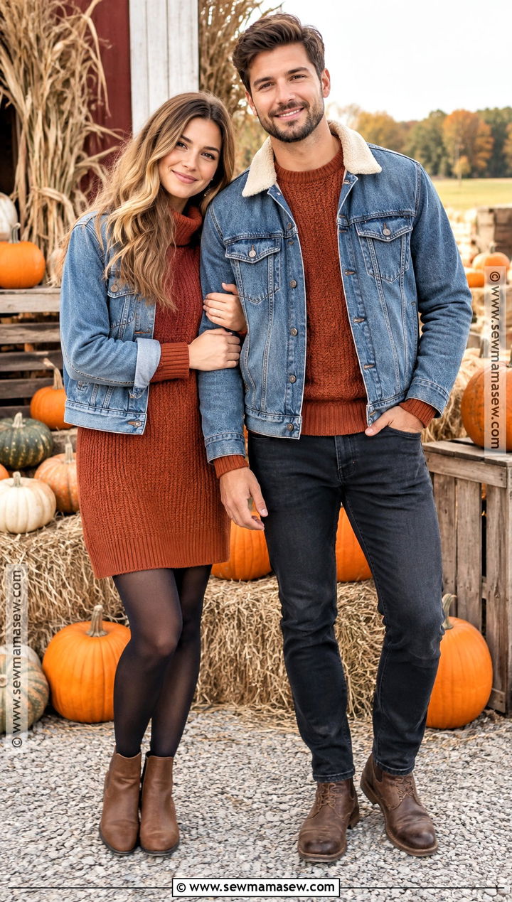 Sweater Dress And Coordinating Knit Outfit - 20 matching pumpkin patch outfits for couples