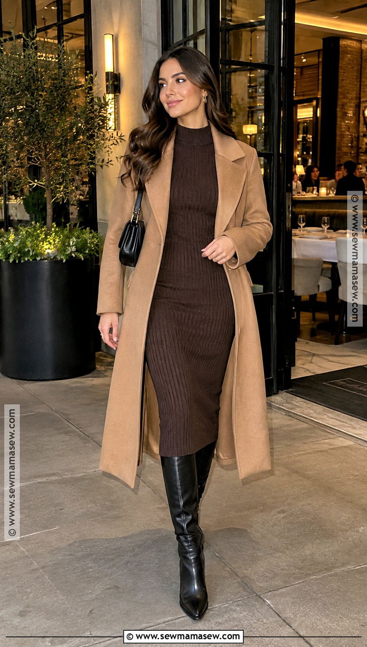 Sweater Dress And Knee High Boots Fall Outfit - 25 datenight fall outfits